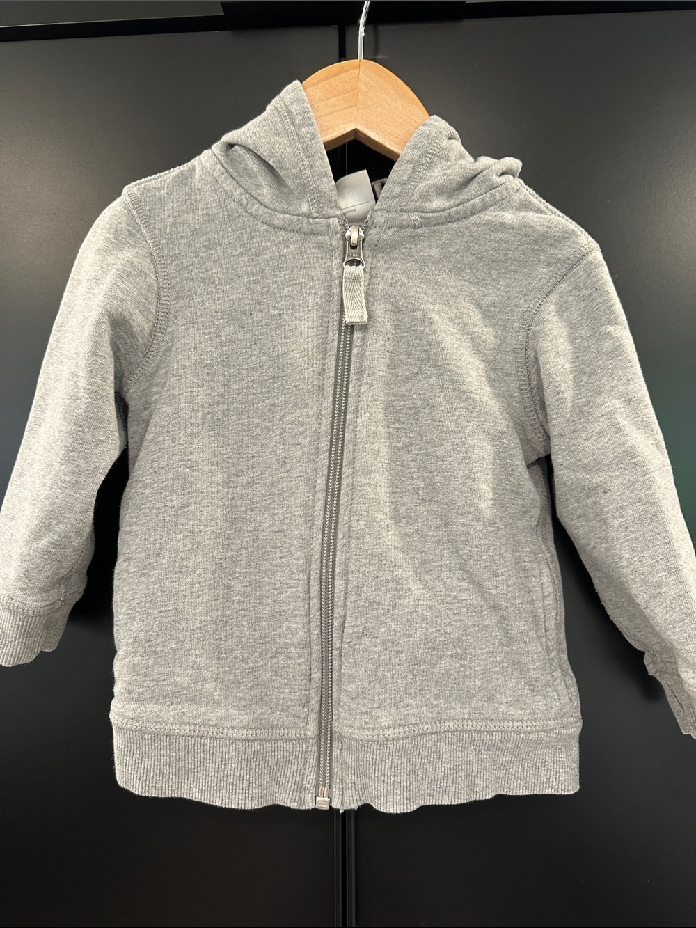 Hanna Andersson Toddler Boys Gray Full Zip Hoodie Striped Lining 2T 85cm